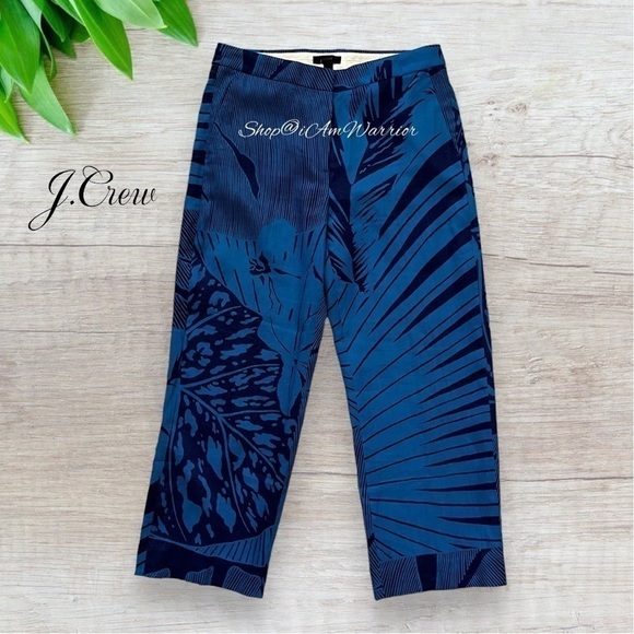 J.Crew NWT 2PC palm frond print silk top & matching linen pants *shop@iamwarrior - Picture 12 of 17